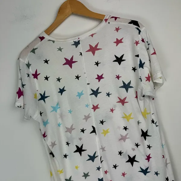 Monrow Womens Vneck Colorful Star Print Tshirt Sz Large Cotton - Image 12