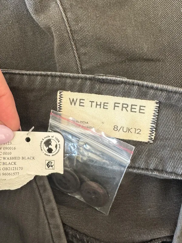 Free People - NWT Washed Black Utility Wide Leg Pants Sz 8 - Image 6