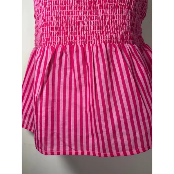 No Boundaries NWT Camisole Top Pink Striped Smocked Lace Trim Y2K Barbiecore Ethereal Small - Image 4