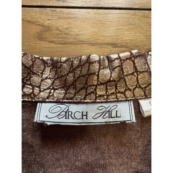 Birch Hill Women‎ Size 1X Button Down Jacket Faux Snake Skin Golden Brown City - Image 3