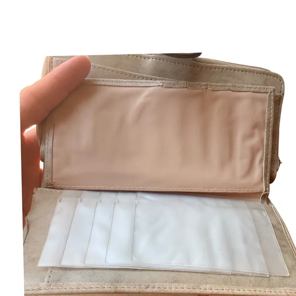 Buxton Beige Genuine Leather Organizer Wallet Zip Around Snap Clutch - Image 6