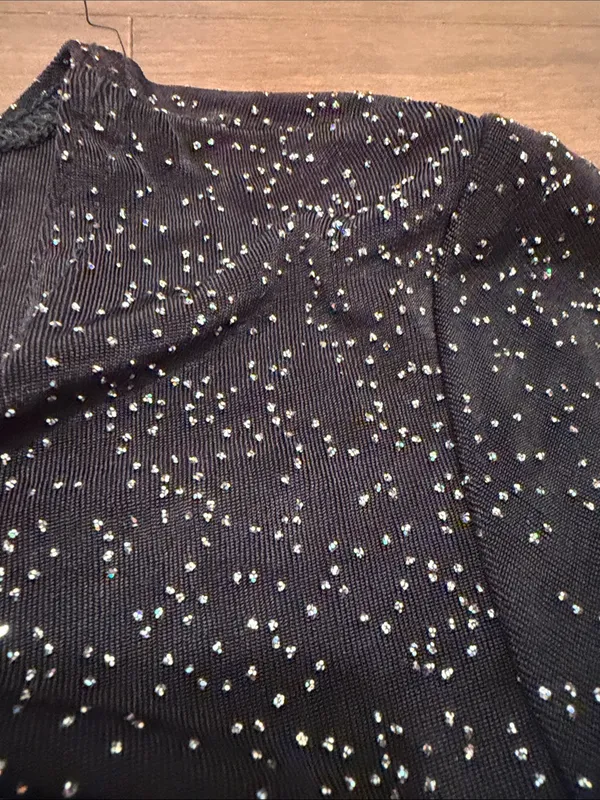 Elegant Black Sparkle Maxi Dress with Short Sleeves - Image 6
