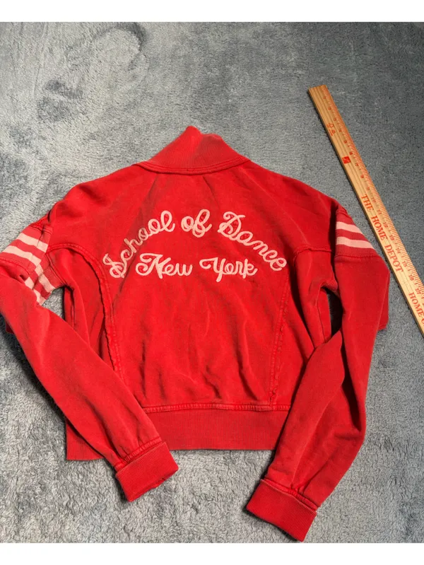 Free people school of dance New York Red Zip-Front Track Jacket sweatshirt small - Image 2