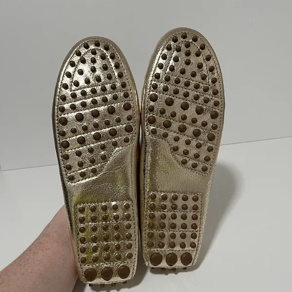 Bobbies Gold Lame Handmade Driving Moccasin Loafers with Bow Size 39 - Image 6