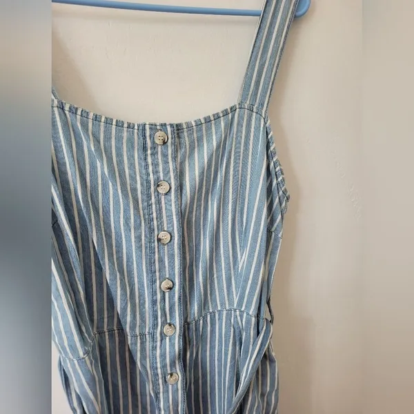 Urban Bliss 100% Cotton Striped Pinafore Dress Seersucker Retro Festival Size 6 - Image 9