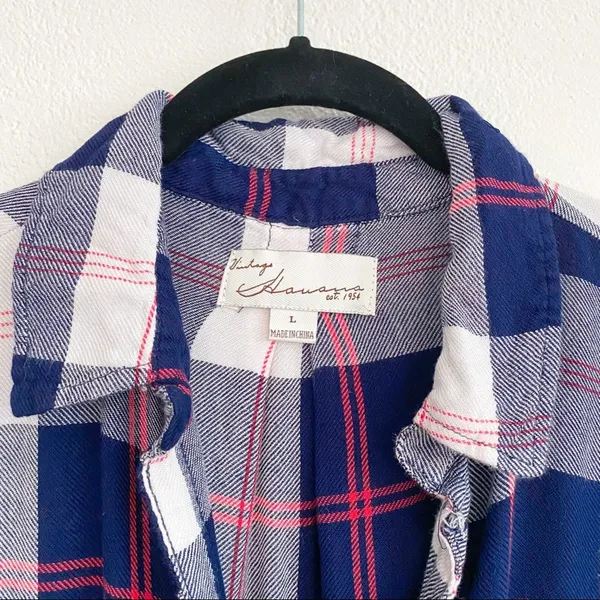 Vintage Havana Americana Plaid Fly Back Shirt Size Large - Image 4