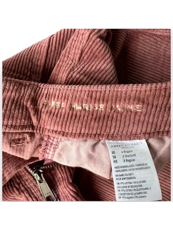 American Eagle Zipper Corduroy Super Hi-Rise A-line Skirt, NWT mauve 6 /28 - Image 6