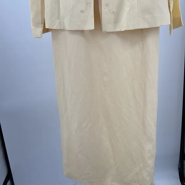 Jessica Howard Butter Yellow Embroidered Midi Dress and jacket 2pc set 12 linen - Image 6