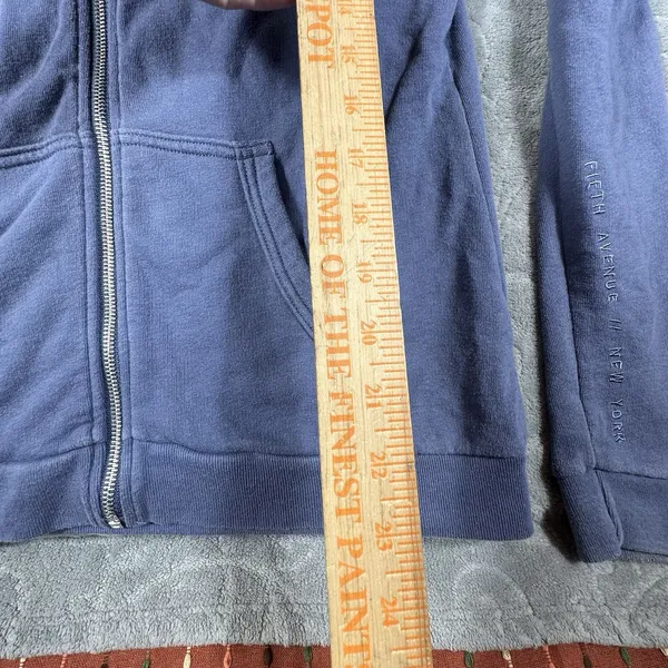 VTG Abercrombie & Fitch Hoodie Women M Blue Embroidered Big Logo Zip Up Y2K 90's - Image 12