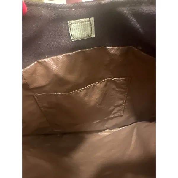 FS Originals Brown Canvas Hobo Shoulder Bag With Tan handmade Accents VTG purse - Image 5