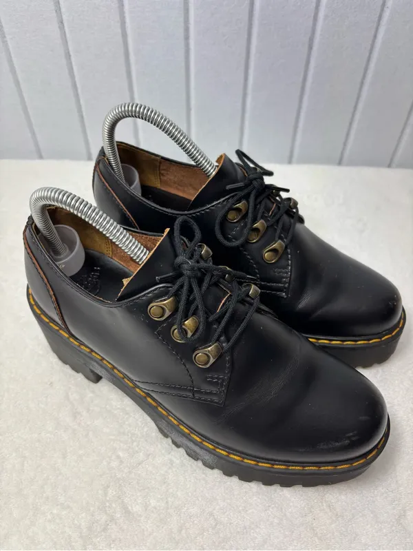 Dr. Martens Leona Lo Black Platform Heeled‎ Oxford Shoes Womens size 7 - Image 4