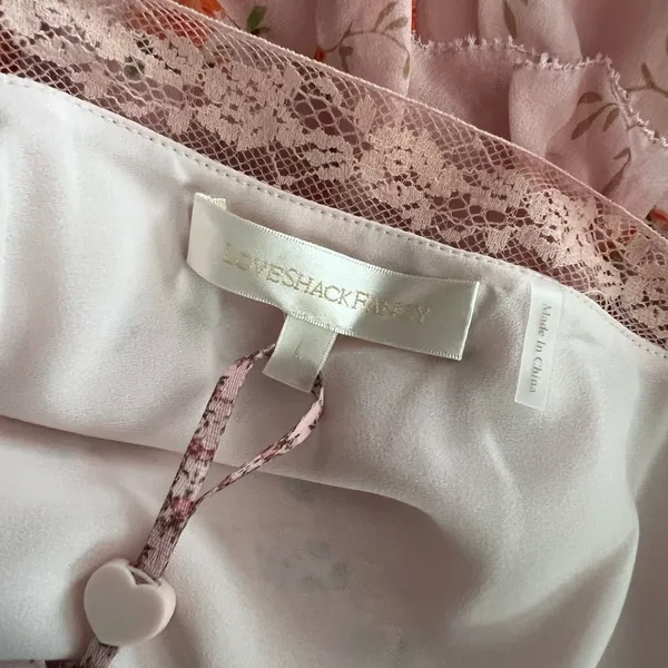 NWT LOVESHACKFANCY Serima Pink Floral Mini Dress Sz L - Image 5