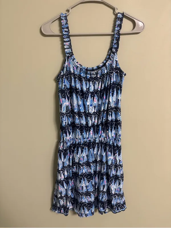 Lilly Pulitzer Loro Romper Low Tide Navy Sails Stripes Size Small Resort Beach - Image 2