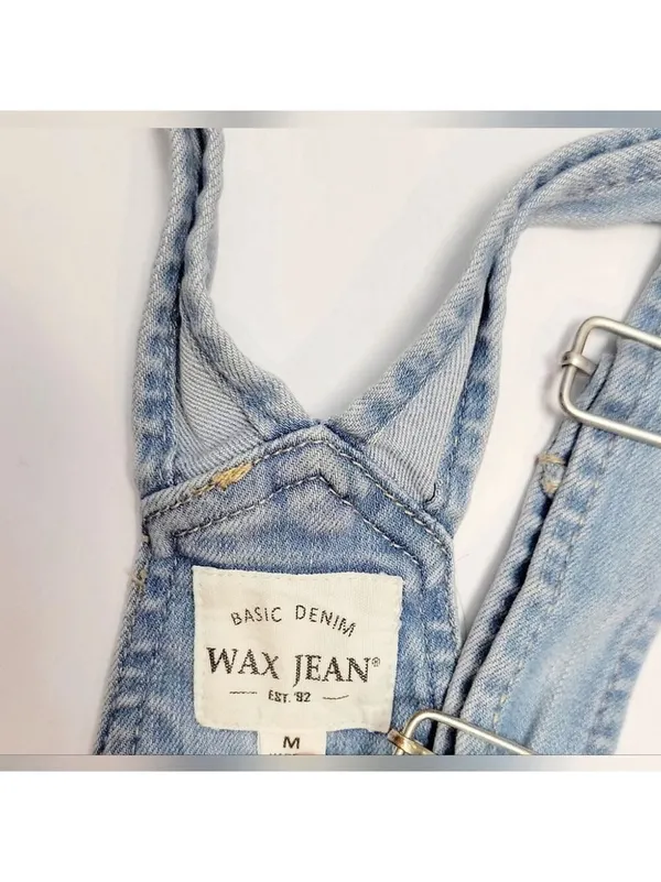 Wax Jean Blue Denim Overall Shorts Medium - Image 5