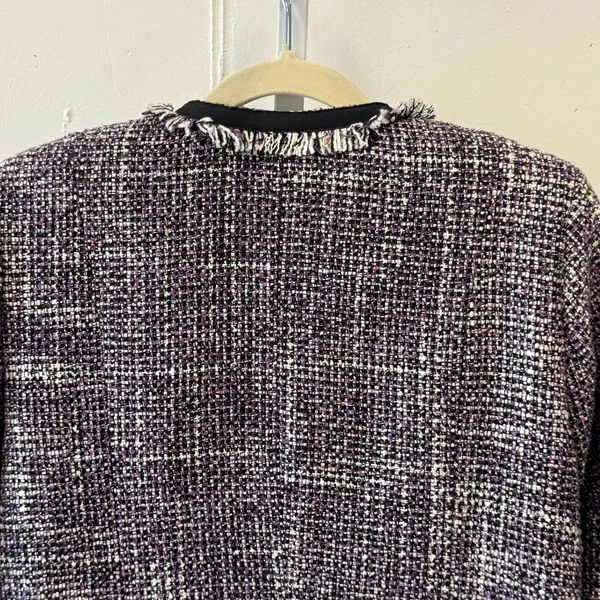 Willi Smith Purple Tweed Fringe Trim Blazer Jacket‎ Style A84175 Women's Large - Image 6
