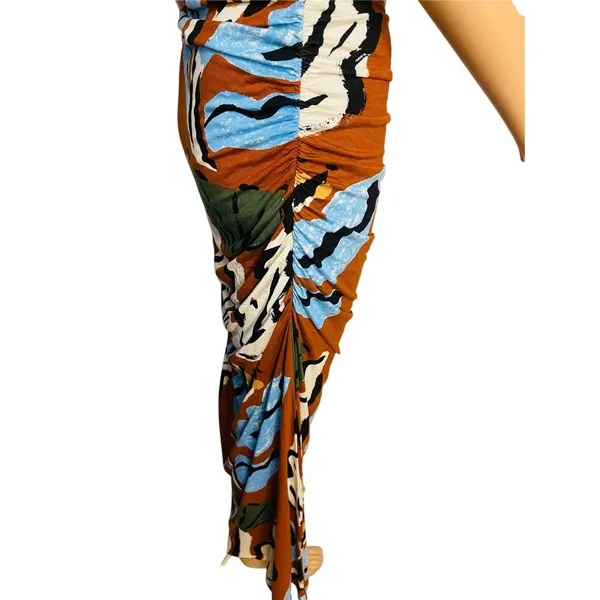 Celandine Suzanne Lustig Gabbie strapless ruched tube dress size L abstract boho - Image 5