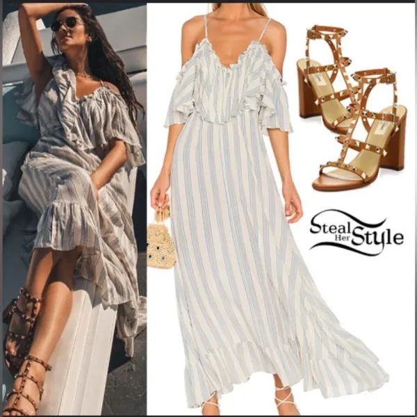 MISA Los Angeles Augustina Striped Midi Dress blue and white‎ size XS - Image 2