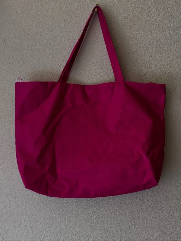 Floral Print Tote Bag - Magenta - Image 4