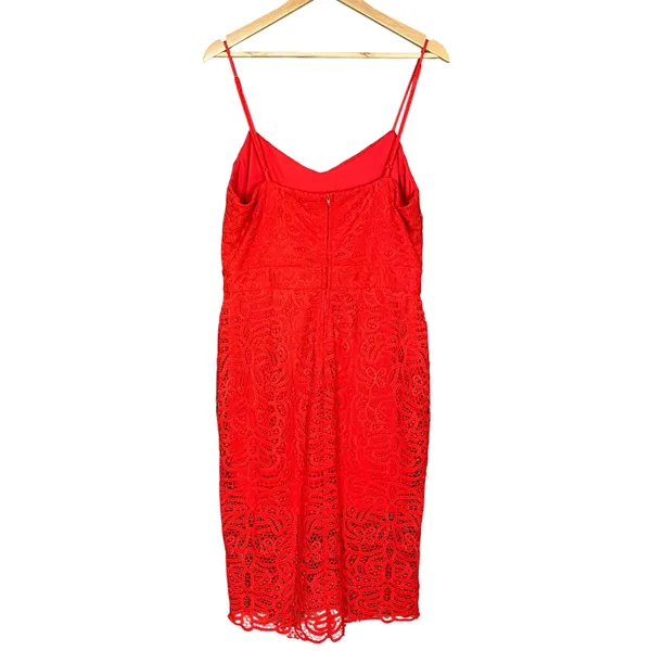 B. Smart Lace Dress Orange Spaghetti Straps Summer Sheath Bright Colorful Sz 14 - Image 2