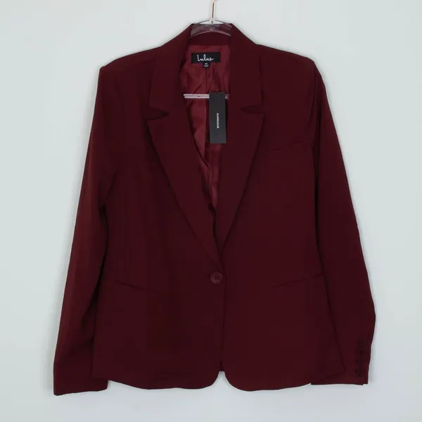 NWT Lulus Womens Suit and Score Single Breasted Blazer Size M Red Preppy‎ Career - Image 2