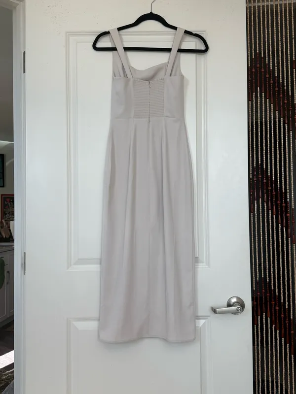 Aritzia Babaton 90s Slit Midi Dress Matte Pearl 00 - Image 3