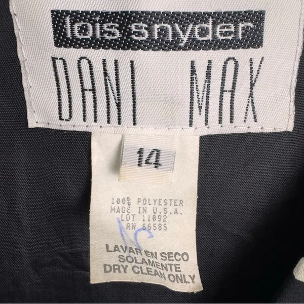 1990s VTG Dani Max Black & White‎ Polka Dot Rockabilly Maxi Dress w Ruffle Sz 14 - Image 8