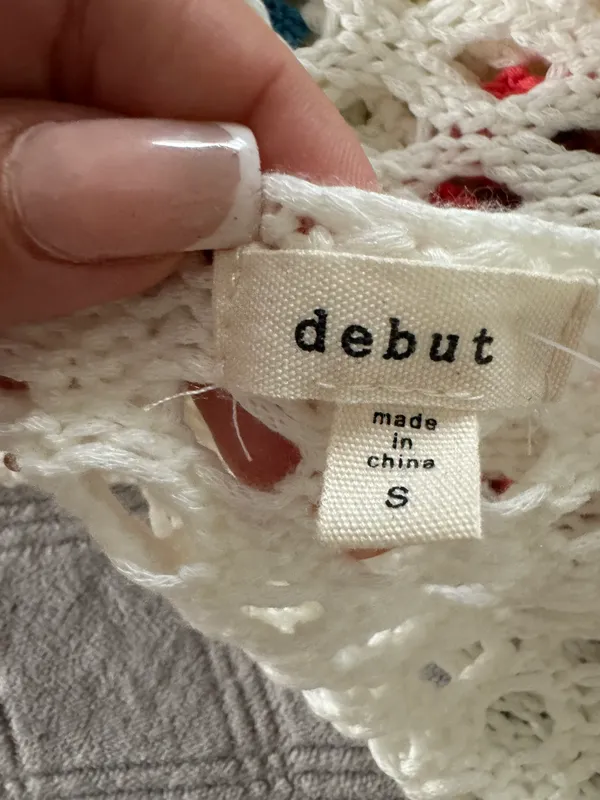 Women’s Crochet Cardigan - Ivory/Multi size S - Image 7