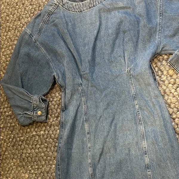 Zara Blue Denim Puff LS Mini Dress Size XS - Image 4