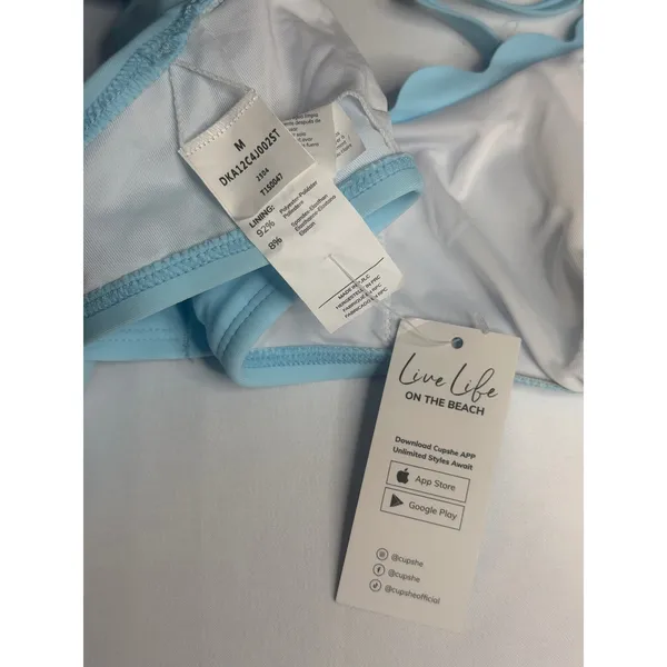 Cupshe Maternity Scalloped Bikini Set Light Blue Dark Blue Size M DKA12C4J002ST‎ - Image 5