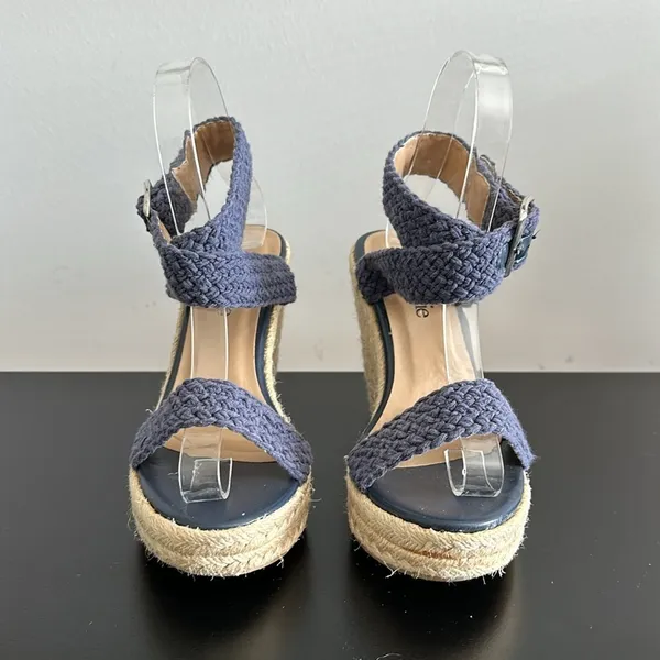 Charming Charlie Blue‎ Wedge Sandals Sz 6 - Image 2