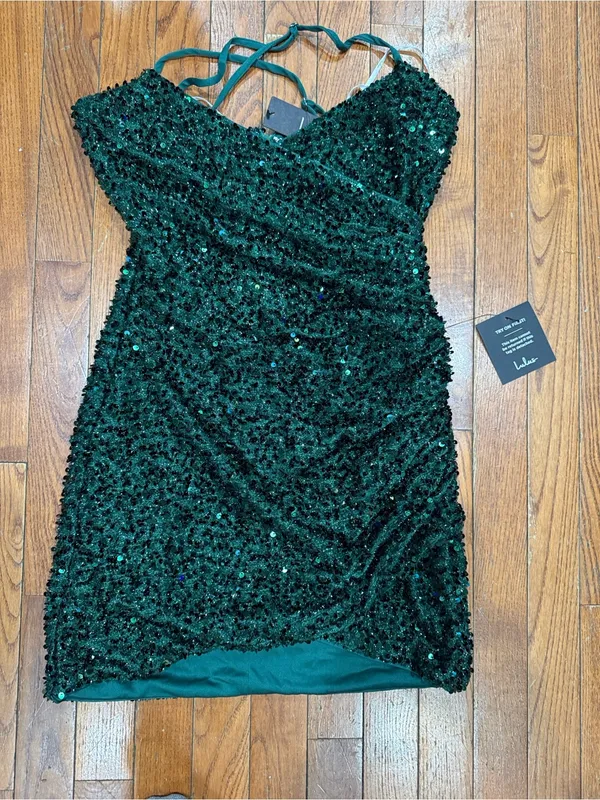 Lulu's Emerald Sequin Spaghetti-Strap Mini Dress - Image 2