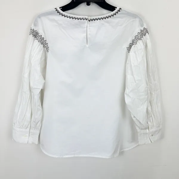 Madewell Embroidered Poplin Balloon Sleeve Top Blouse Cotton White Medium NWT - Image 13