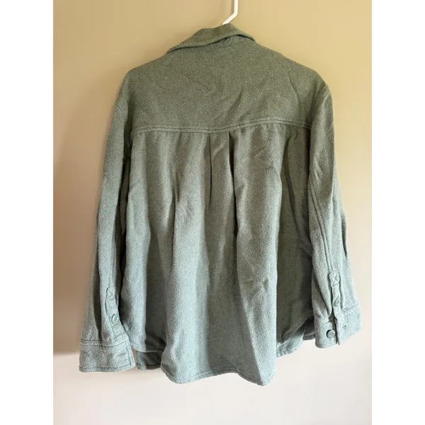 American Eagle Green Cotton Shacket Button Down Oversized Shirt Jacket‎ Womens M - Image 4