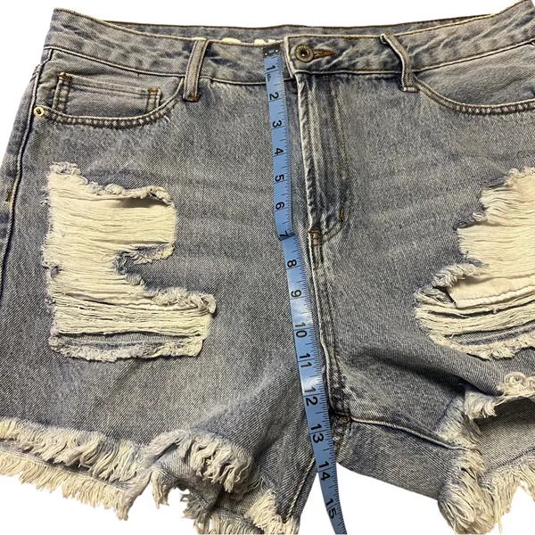 S.O.N.G. Womens Blue Distressed Denim Jeans Perfect Super High Rise Shorts - Image 7