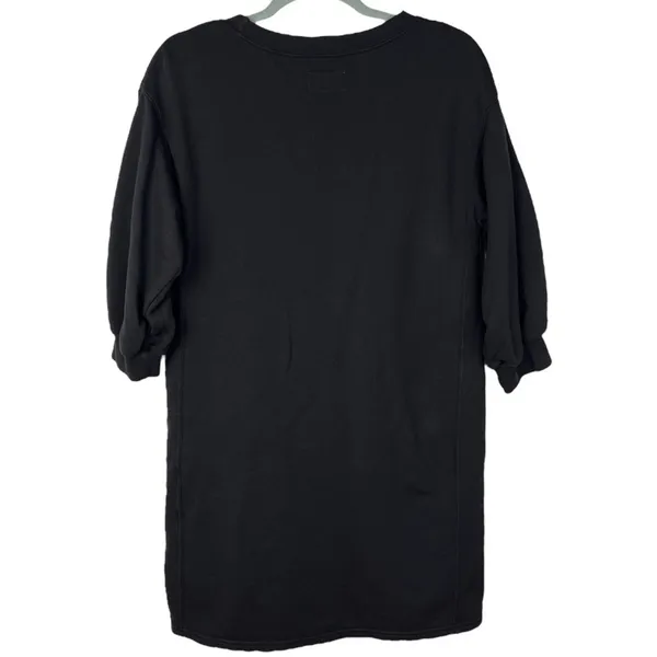 PACT Black Organic Cotton Essential Puff Sleeve Sweatshirt Dress S Pockets - Image 6