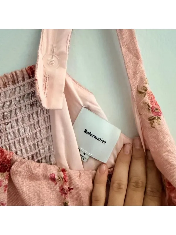 Reformation Bailia Linen Dress in Tea Time Pink - Image 6