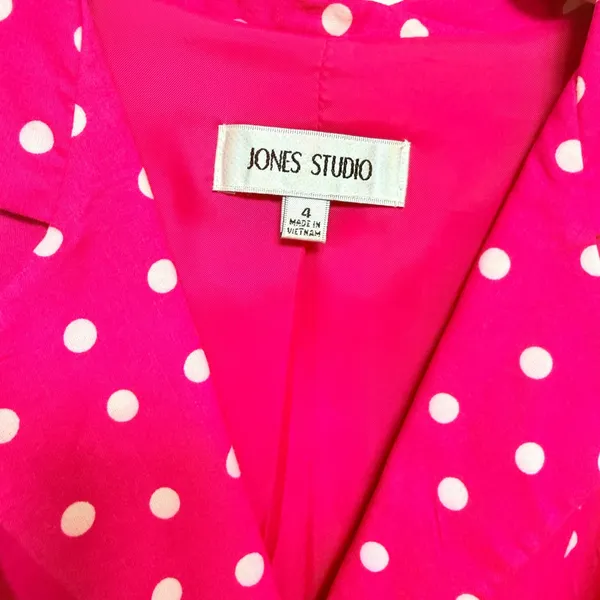 Jones Studio Pink Polka Dot Sleeveless Faux Wrap‎ Dress Size 4 - Image 9