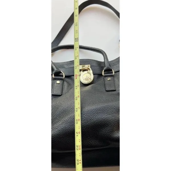 Vintage Michael Kors Carine Pebbled Leather Satchel Black Tote Shoulder Bag - Image 9