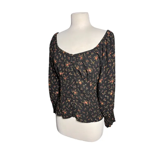 MADEWELL Women’s Kristie Sweetheart Black Floral 3/4 Sleeve Top - Image 4