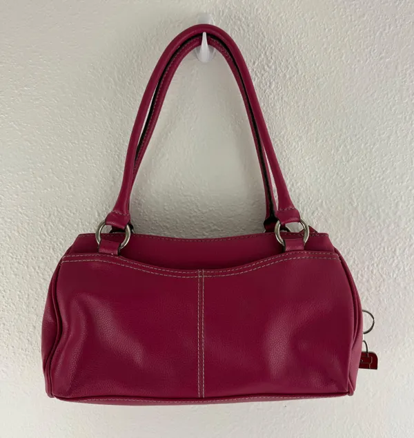 CRAZY HORSE Vintage 90s Y2K Hot Pink Faux Leather Barbiecore Shoulder Bag Purse - Image 3