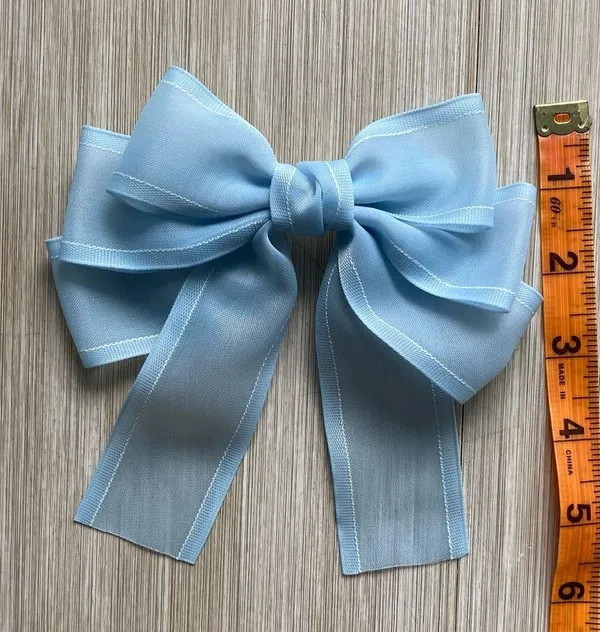 Light blue clip in hair bow - Image 4