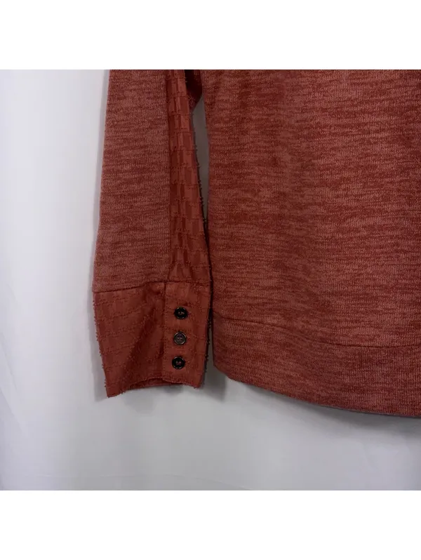 Les Serein Size M Rust Lace Sleeve Knit Top - Image 2