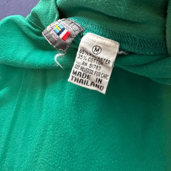 Vintage Paris Sport Club Teal Green Mock Neck Shoulder Pad Top Medium - Image 5