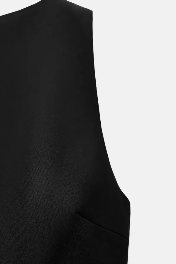 Zara dress jumpsuit scort ruffled black bodycon fitted evening - Image 8