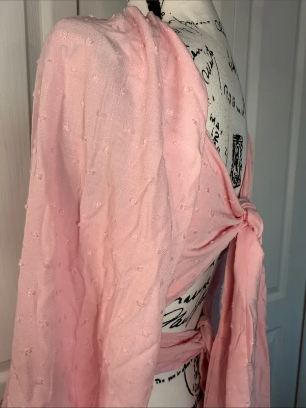 Altar'd State Soft Pink Long-Sleeve Empire Double Tie Back Romper - Image 3