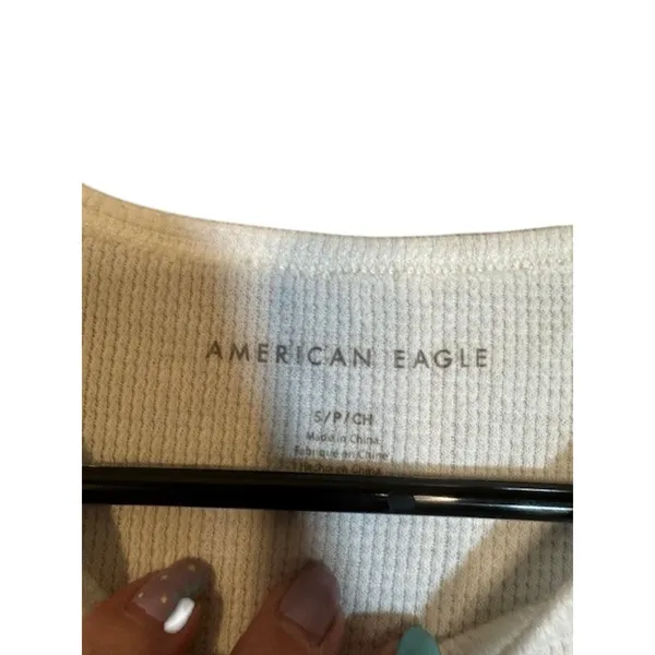 American Eagle White Celestial Sun Short Sleeve Crop Top T-Shirt Women Sz S - Image 5
