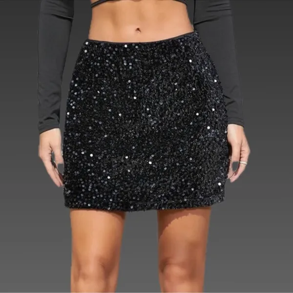 NWT Kinghua Sequin High Waisted Bodycon Mini‎ Skirt Small - Image 2