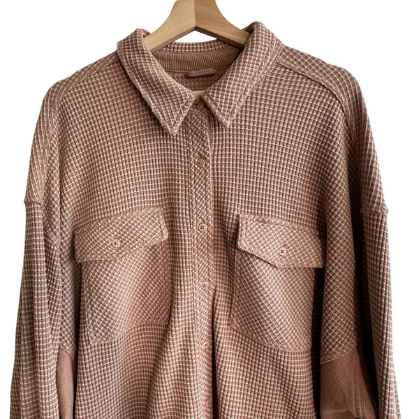 Aerie LumberJane Waffle Shirt Shacket XL Oversized Button Down Slouchy - Image 6
