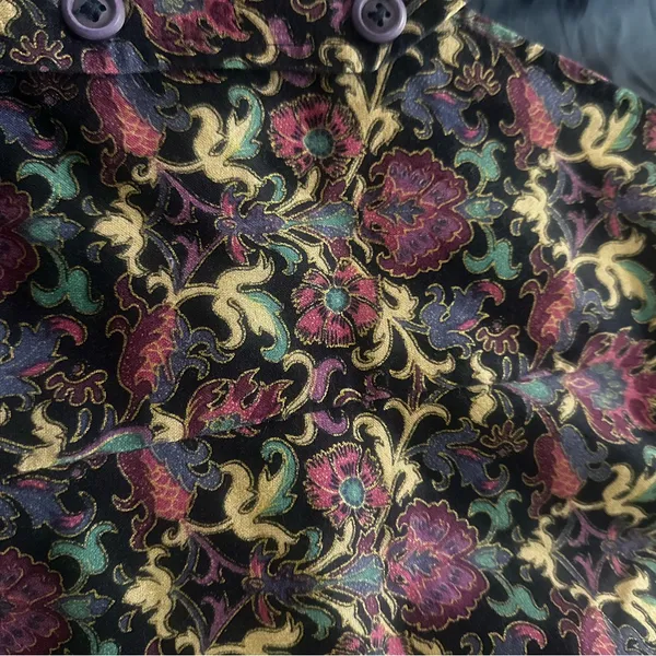 Vintage Floral vest size L purple‎ black gold royal blue - Image 2