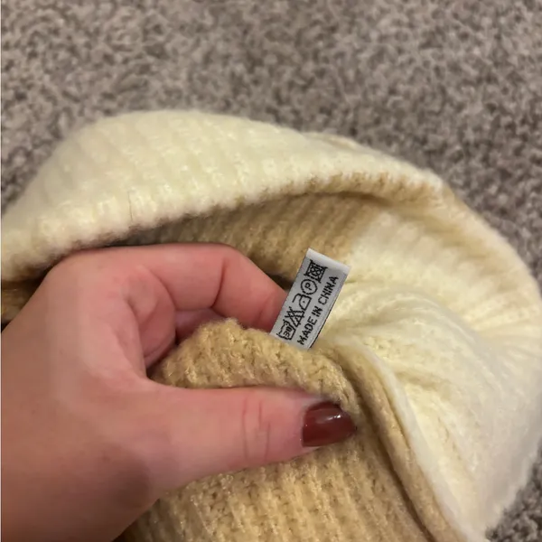Amazon Two-Tone Knit Beanie - Cream and Tan - Image 2